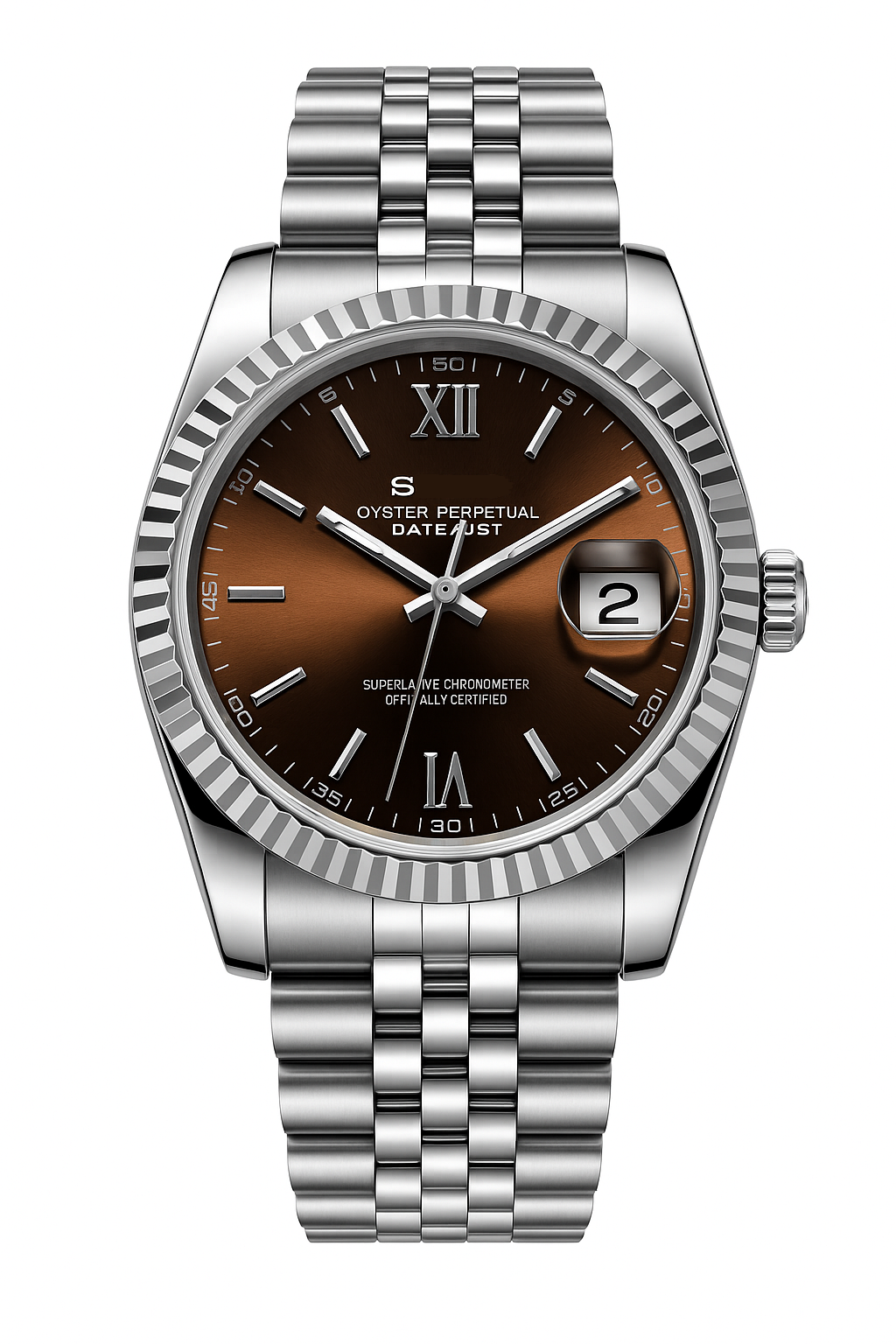 Chocolate Roman Numeral Date Just "Seiko Mod"