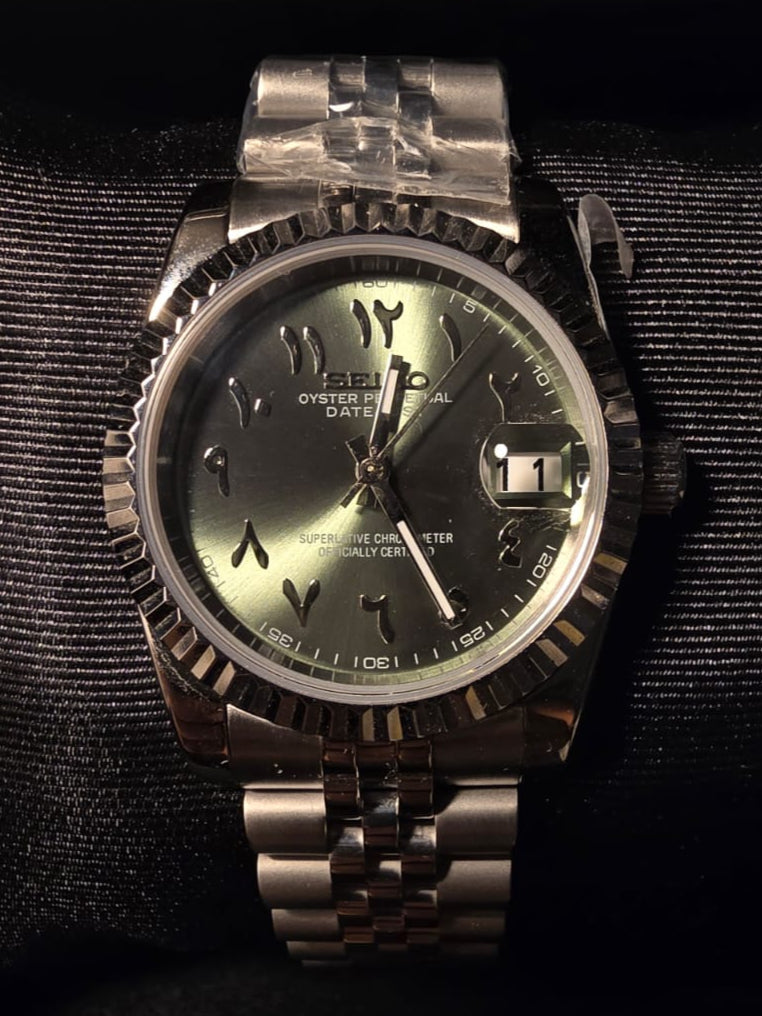 Green Arabic Date Just "Seiko Mod"