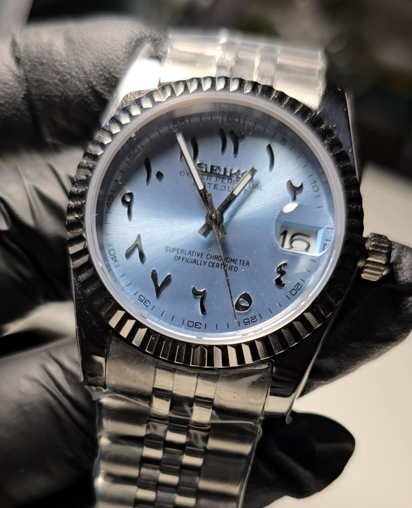 Platinum Arabic Date Just "Seiko Mod"