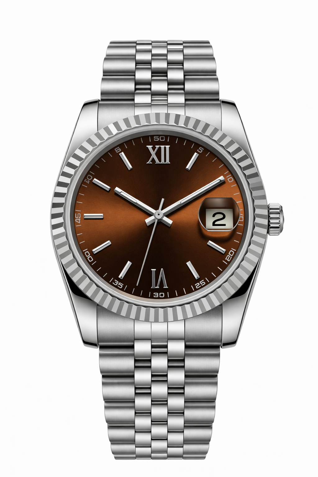 Chocolate Roman Numeral Date Just - Wrist Worthy Watches